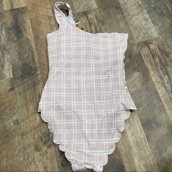 NWT Daniel Cremieux Tattersall Scallop One Shoulder One Piece Swimsuit - Picture 3 of 12